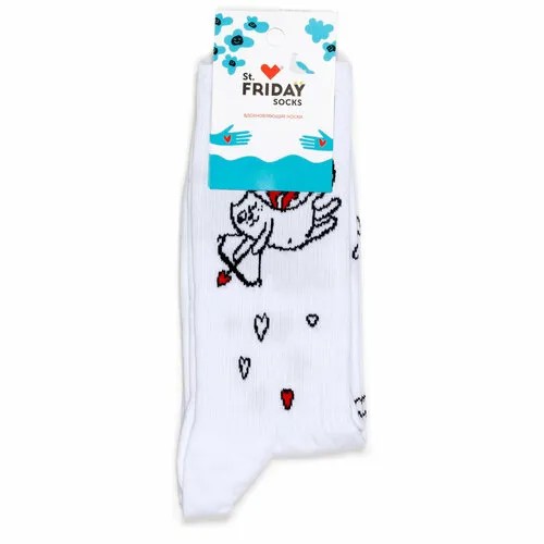 Носки St. Friday Унисекс носки с надписями и рисунками St.Friday Socks, размер 38-41, белый, серый, красный