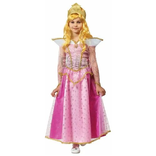 Карнавальный костюм Принцесса Аврора (платье, парик, брошь, корона) р. 36 7064-36