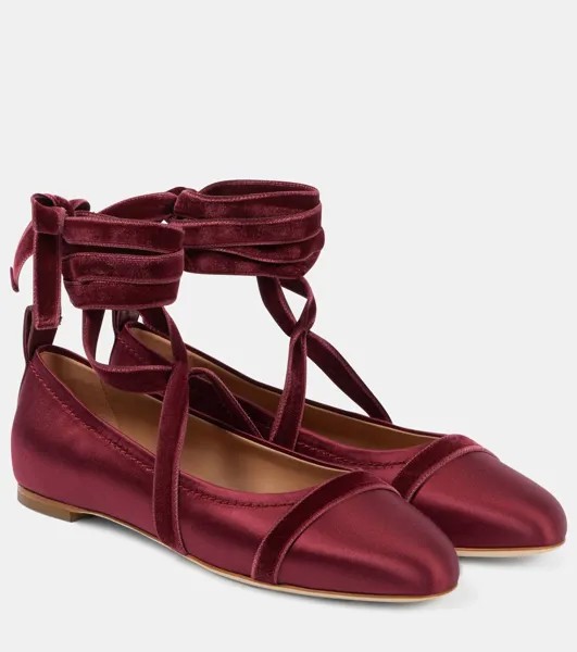Балетки Spencer из атласа Malone Souliers, цвет burgundy/burgundy