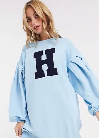 Платье-свитшот в стиле oversized синего цвета ASOS DESIGN Petite-Голубой