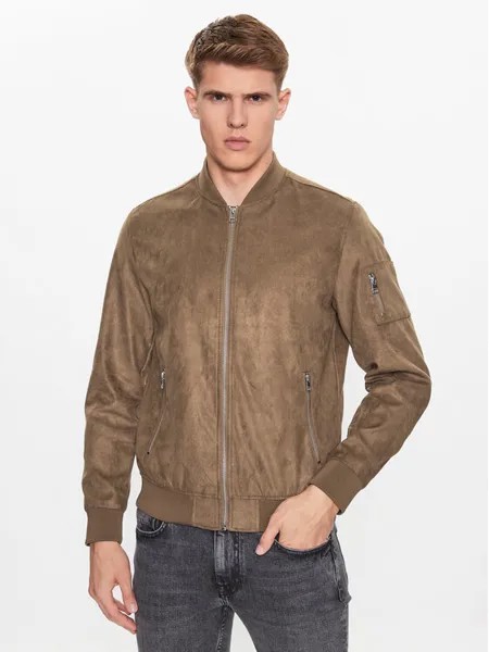 Бомбер стандартного кроя Jack&Jones, коричневый