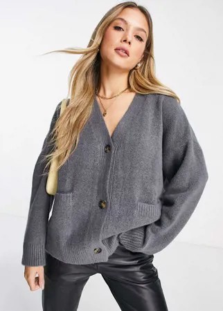 Темно-серый oversized-кардиган из переработанного полиэстера Monki