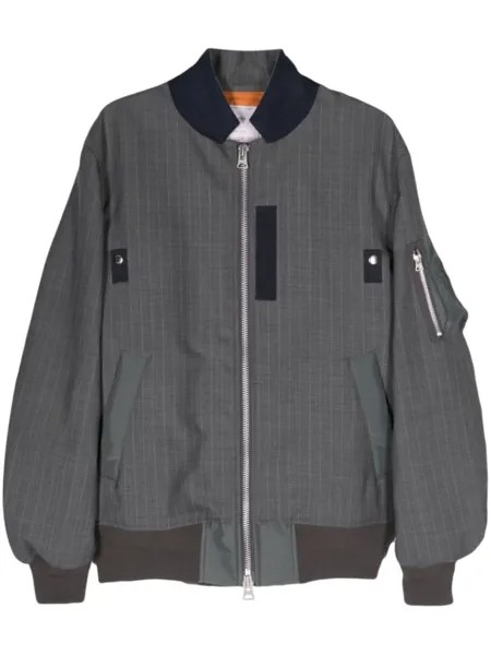 Sacai бомбер в тонкую полоску, серый