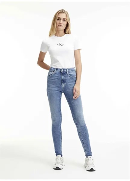 Обычные синие женские джинсовые брюки с высокой талией Calvin Klein Jeans