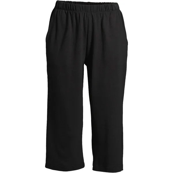 Женские спортивные трикотажные джинсовые брюки-капри с высокой посадкой и эластичной резинкой на талии Lands' End, черный