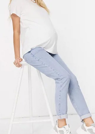 Голубые джинсы в винтажном стиле с эластичной вставкой для животика New Look Maternity-Голубой