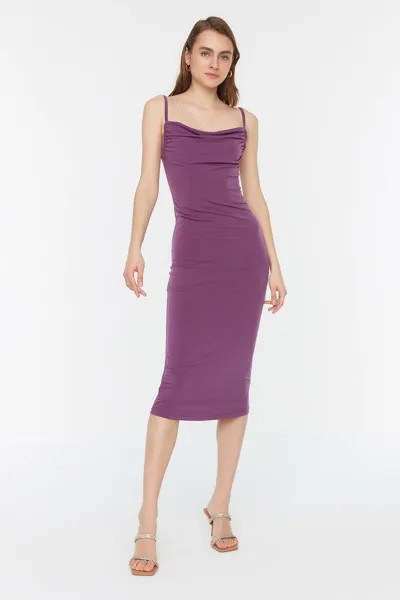 Облегающее платье на тонких бретелях Trendyol, фиолетовый