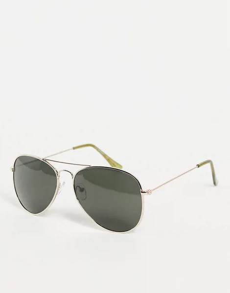 Золотистые солнцезащитные очки-авиаторы в стиле унисекс AJ Morgan Chris-Золотистый