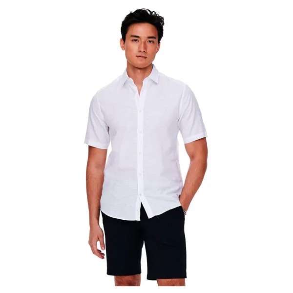 Рубашка с коротким рукавом Only & Sons Caiden Life Solid Linen, белый