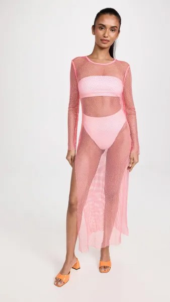 Платье Leslie Amon Maxi Rhinestone, розовый