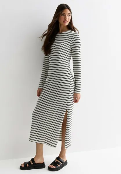 Вязаное платье Stripe Split Hem New Look, белый