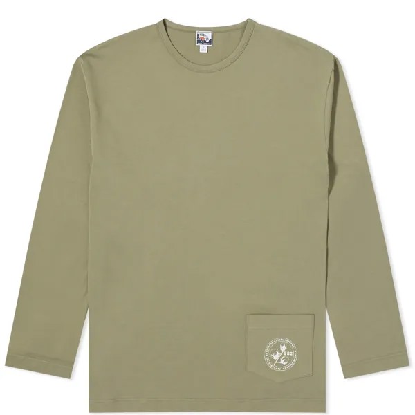 Футболка Sunspel X Nigel Cabourn Long Sleeve Pocket T-Shirt, цвет Army Green