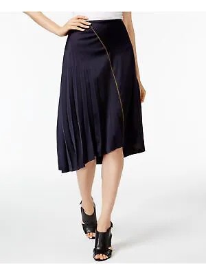 DKNY Женская темно-синяя плиссированная асимметричная юбка-трапеция чайной длины Размер: 4