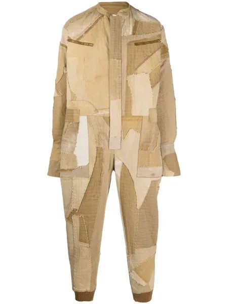 Greg Lauren комбинезон в технике пэчворк, коричневый