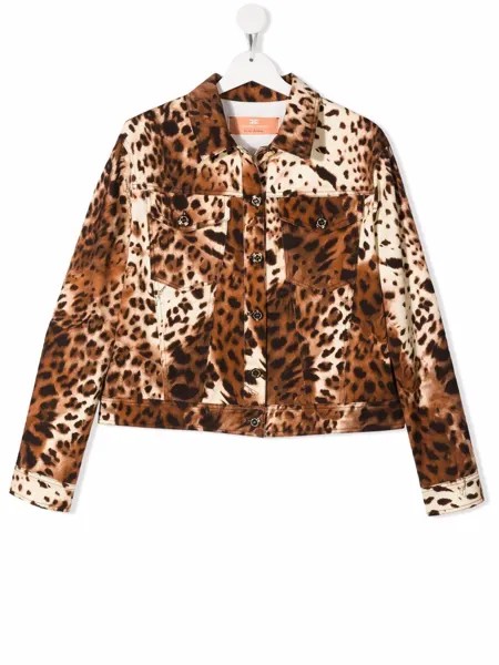 Elisabetta Franchi La Mia Bambina укороченная куртка с леопардовым принтом