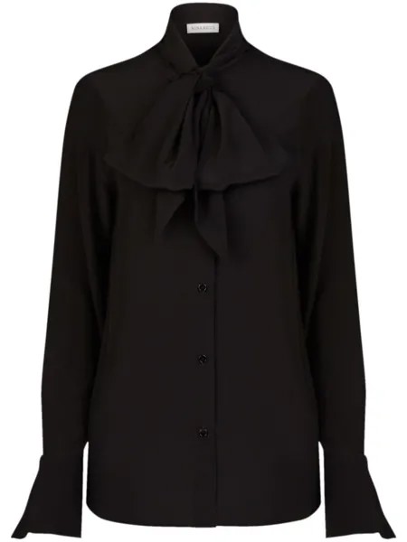 Nina Ricci шелковая рубашка с бантом, черный
