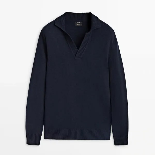 Свитер-поло Massimo Dutti, темно-синий