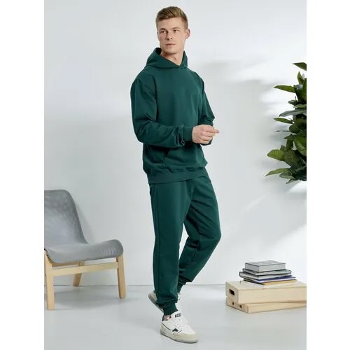 Костюм PRO ACTIVE, толстовка и брюки, свободный силуэт, карманы, размер 48, зеленый