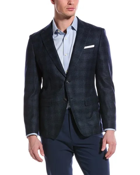 Спортивная куртка узкого кроя из смесовой шерсти BOSS Hugo Boss, синий