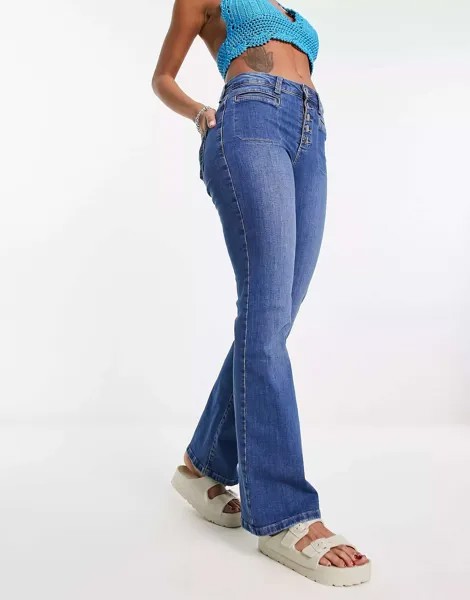 Расклешенные джинсы с высокой посадкой JDY Flora средней степени стирки