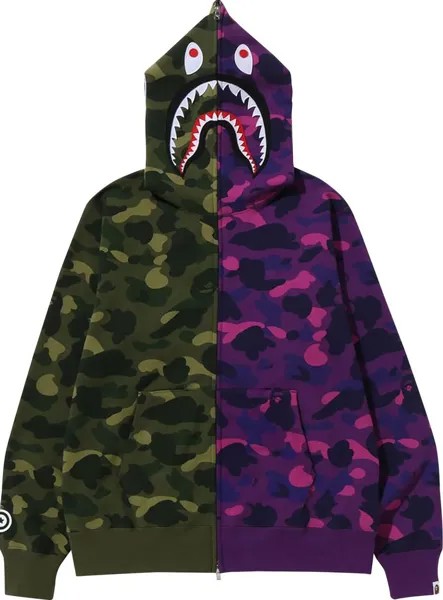 Худи BAPE Color Camo Shark Full Zip Hoodie 'Green/Purple', разноцветный