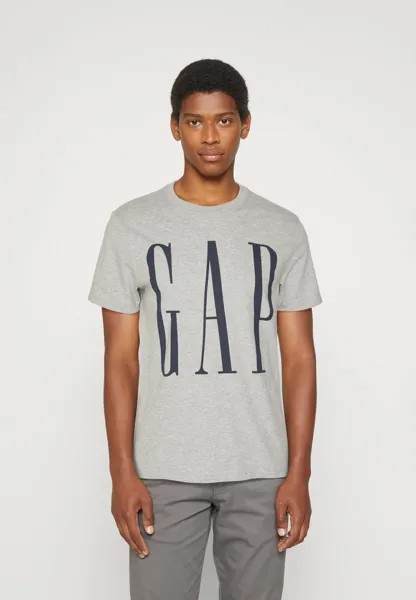 Футболка с принтом EVERYDAY SOFT LOGO TEE GAP, цвет heather grey