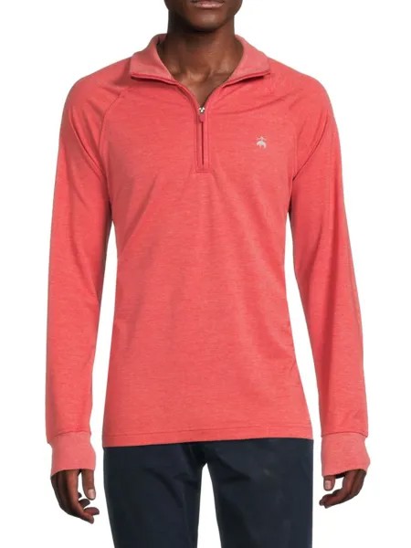 Свитер для гольфа с воротником-стойкой и полумолнией Brooks Brothers, цвет Coral Heather