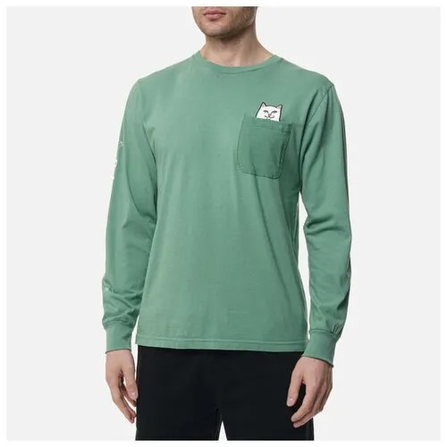 Мужской лонгслив Ripndip Lord Nermal Pocket зелёный, Размер S