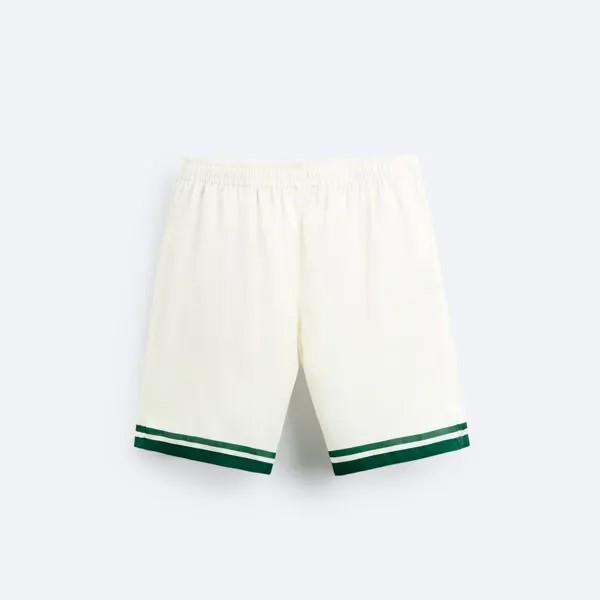 Шорты-бермуды Zara Contrast Satin, зеленый