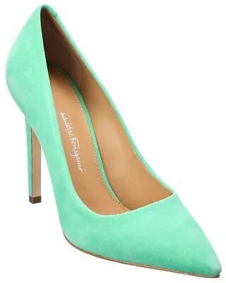 Женские замшевые туфли Ferragamo Ilary X5, зеленые 5,5 C