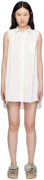 Белое мини-платье на пуговицах Sacai, цвет Off-white