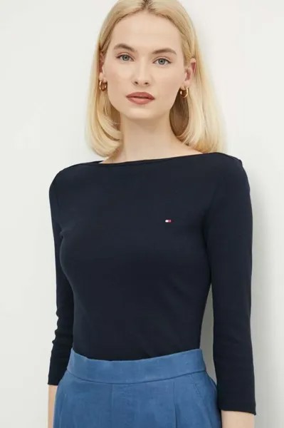 Лонгслив из хлопка Tommy Hilfiger, синий