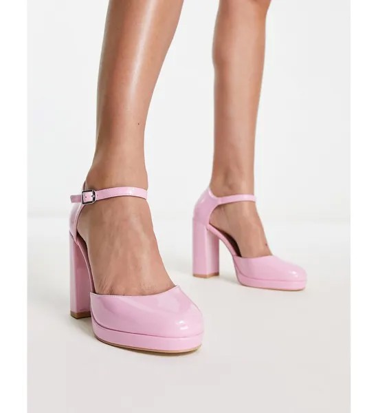 Светло-розовые туфли на платформе и каблуке New Look
