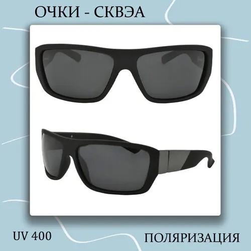 Солнцезащитные очки LERO, прямоугольные, оправа: пластик, поляризационные, с защитой от УФ, черный