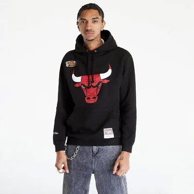 Мужское худи с логотипом Mitchell - Ness NBA Chicago Bulls Team черный черный