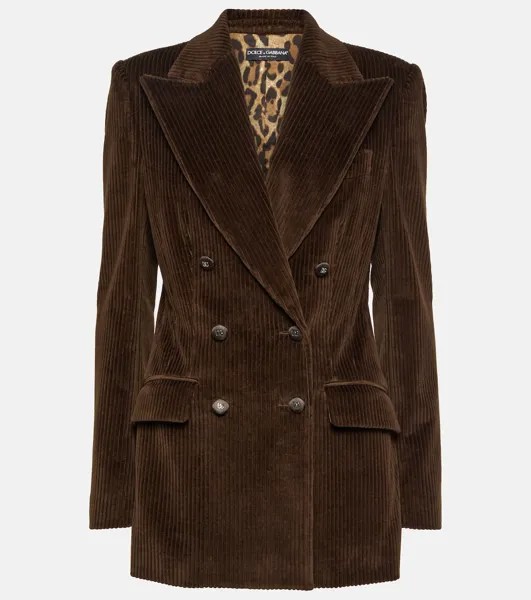 Двубортный вельветовый пиджак Dolce&Gabbana, коричневый