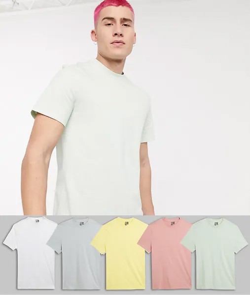Комплект из 5 футболок из органического хлопка ASOS DESIGN-Мульти