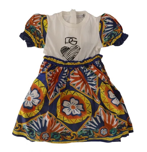 DOLCE - GABBANA Детское хлопковое платье трапециевидного силуэта с разноцветным цветочным принтом для детей 4 лет 500 долларов США