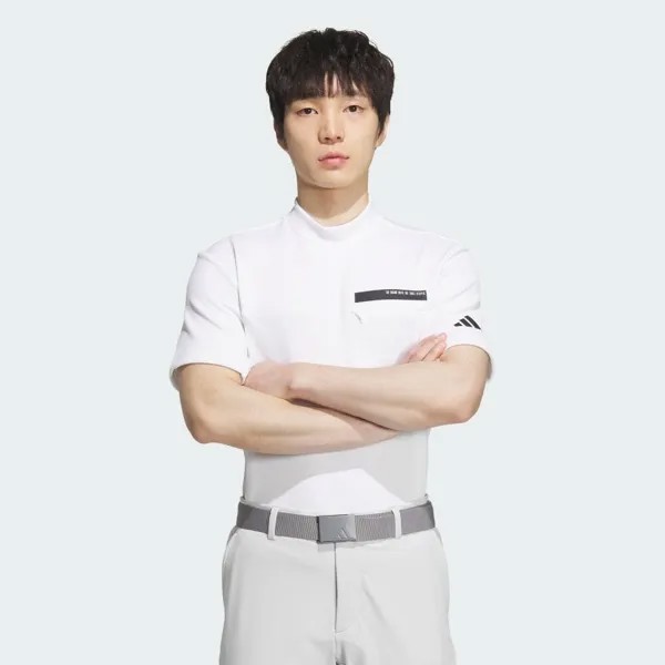 Поло Adidas Mock neck short sleeve shirt with chest pocket, белый