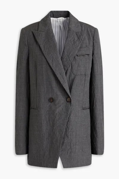 Двубортный пиджак из шерстяного крепа Brunello Cucinelli, антрацит