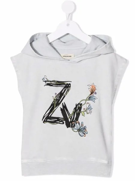 Zadig & Voltaire Kids худи с короткими рукавами и логотипом