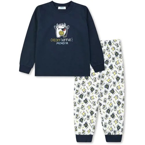 Пижама для мальчика - Чернильный; Белый - Монстрик , размер 104