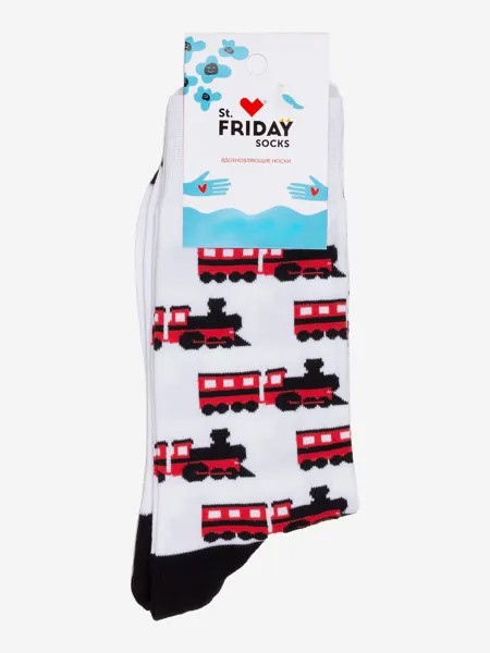 Носки с рисунками St.Friday Socks - Паровозики - Белые, Белый
