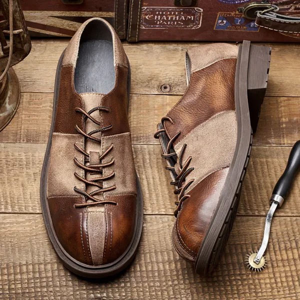 Мужские классические кожаные туфли, низкие берцы, на шнуровке, в стиле ретро, модные оксфорды, различные цвета