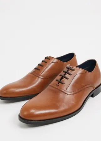 Светло-коричневые кожаные оксфордские туфли Burton Menswear-Коричневый цвет