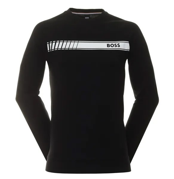 Мужская аутентичная хлопковая толстовка с круглым вырезом HUGO BOSS Black Grease, черный