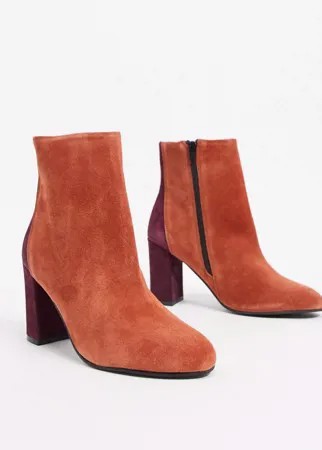 Кожаные ботинки рыжего цвета на каблуке ASOS DESIGN-Оранжевый