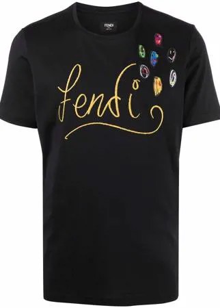 Fendi футболка с вышитым логотипом