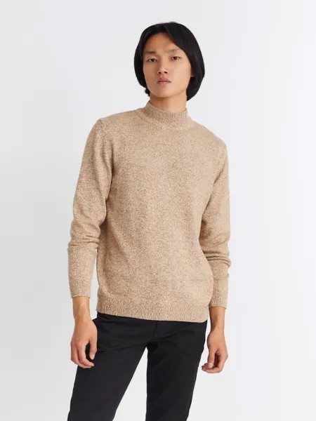Вязаный свитер из хлопка с воротником-полустойкой и длинным рукавом