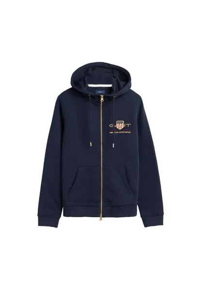 Толстовка женская - ARCHIVE SHIELD FULL ZIP HOODIE, куртка с капюшоном, логотип GANT, синий